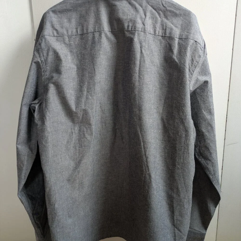 Naked and Famous Regular Shirt in Grey Neppy Soft Cotton/Linen XL - Picture 3 of 4
